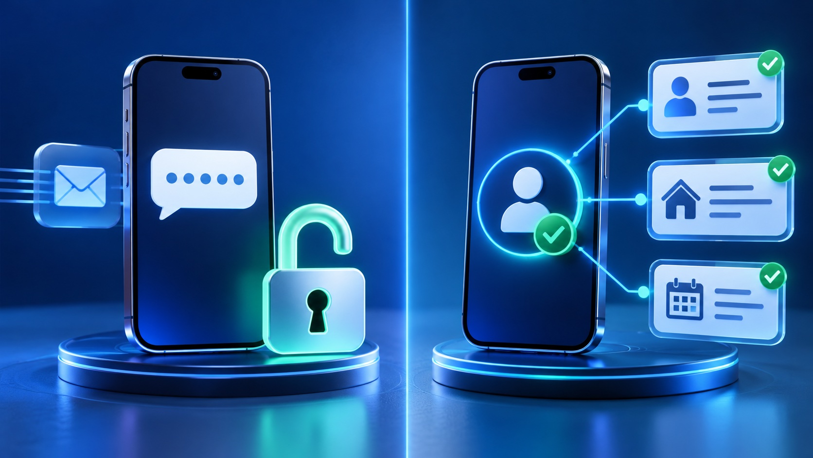 Comparison showing OTP verifies access while Mobile KYC matches identity details to the number used.